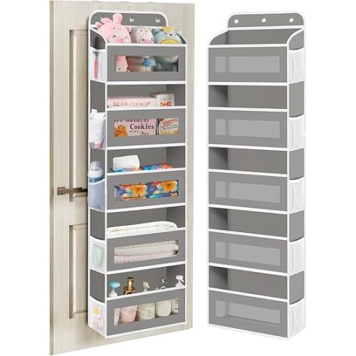 Over The Door Organizer Storage, 5 Shelves Closet Door Hanging Organizer with 10 Mesh Pockets, Stuffed Animal Storage for Nursery Baby Organizers and Storage, Newborn Baby Essentials