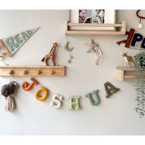 Felt Personalized Name Banner | Custom Handmade Bunting | Baby Shower Sign | Nursery Decor Garland | Birthday Wall Hanging | Toddler Room