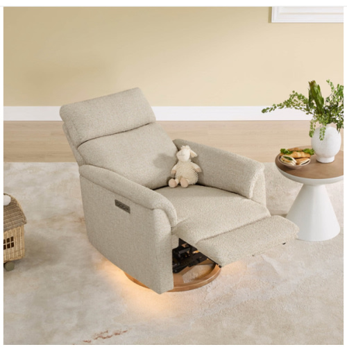 Lulla Power Swivel Nursery Glider Recliner with Power Headrest and Nightlight