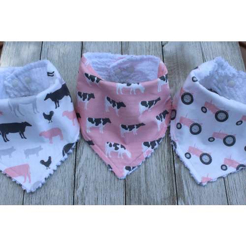 Baby Girl Farm Gift | Farm Baby Shower | Farm Baby Shower Gift | Baby Girl Farm Gift | Baby Girl | Baby Girl Farm Bib | Cow Bib | Tractor