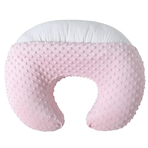 DONOMILO Nursing Pillow and Positioner Breastfeeding and Bottle Feeding, Propping Baby, Tummy Time, Sitting Support for Baby Boy Baby Girl, with Removable Dots Cover (Blushing Bride)