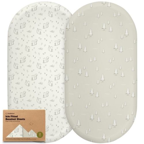 KeaBabies Bassinet Sheet Set - Pine grove