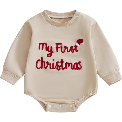 MERSARIPHY Baby Christmas Clothes Baby Boy Girl Sweatshirt Romper Santa Baby Romper Tops Fall Winter Outfits