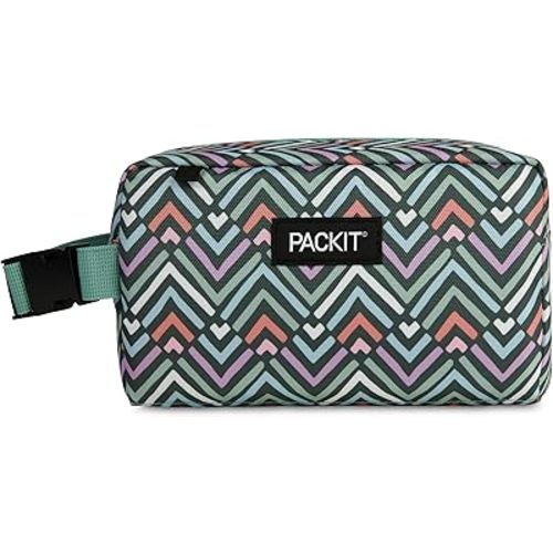 PackIt Freezable Snack Box, Diamond Chevron, Built with ECOFREEZE Technology, Collapsible, Zip Closure with Buckle Handle, Designed For Work Snacks, Fresh Snacks On the Go, Adults, and All Ages