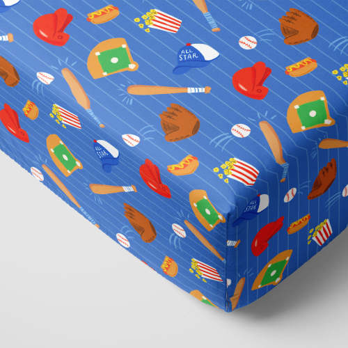 Blue All Stars Fitted Crib Sheet - Little Sleepies