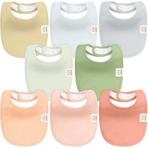 KeaBabies 8-Pack Organic Baby Bibs for Girls, Boys - Quilted Cotton Cloth Baby Drool Bibs for Drooling and Teething Toddler, Newborn, Infant, Soft & Super Absorbent (Dew)