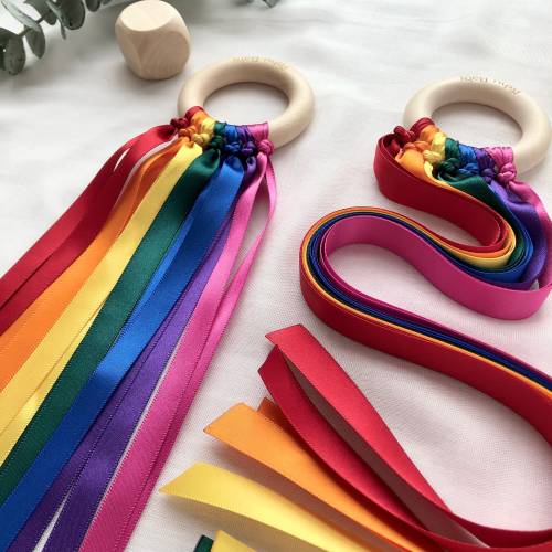 Montessori toy | Baby Sensory toy | Sensory ribbon toy | Waldorf toy | Wooden baby toys | Wooden toddler toys | Rainbow hand kite