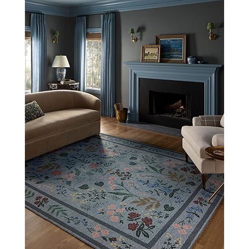 Loloi Rifle Paper Co. Wildwood Collection WWLD-01 Blue 5'-0" x 7'-6" Area Rug