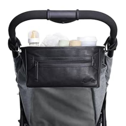 Itzy Ritzy Adjustable Stroller Caddy and Organizer Bag Featuring Front Zippered Pocket, 2 Built-In Interior Pockets & Adjustable Straps to Fit Nearly Any Stroller (Black)