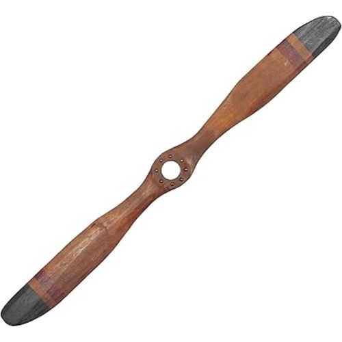 Deco 79 Traditional Wooden Airplane Propeller Decor, 5" H x 48" L, Polished Brown Finish, Model:92671
