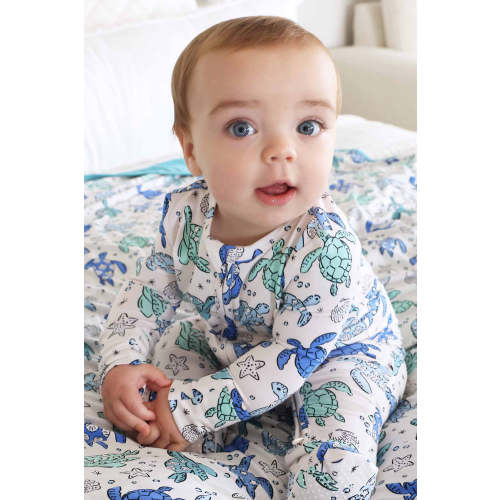 Sea Turtle Splash Zipper Footie