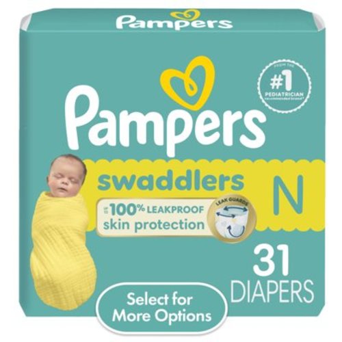 Pampers Swaddlers Diapers, Newborn, 31 Count (Select for More Options)