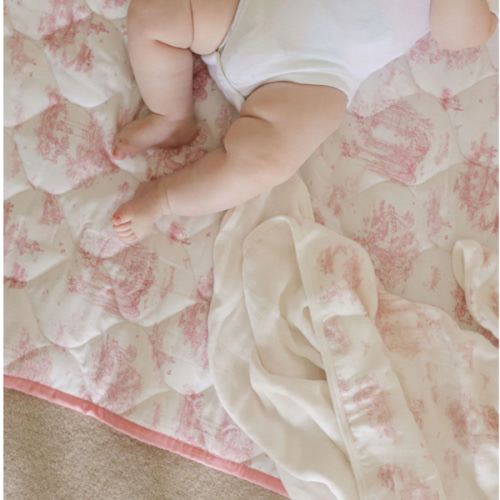 Spring Toile Pink Quilted Playmat - Organic Cotton Baby Playmat – The Gilded Bird US