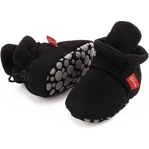 Meckior Infant Baby Boys Girls Cotton Booties Winter Fleece Warm Cozy Socks Soft Bottom Newborn Toddle First Walkers Crib Shoes with Grippers