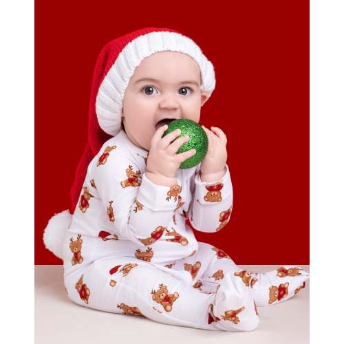 Christmas Bears Ribbed Zip Romper – Dreamy Bamboo