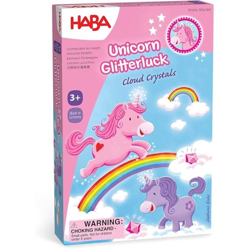 HABA Unicorn Glitterluck Cloud Crystals - A Sparkling Dice Games Competition, Children's Games & Unicorn Gifts for Ages 3+, Made in Germany