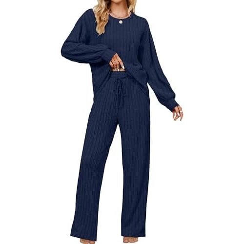 Blooming Jelly Womens Lounge Set Cute Long Sleeve Pajama Sets Casual 2 Piece Pj Outfit Fall Sleepwear Pockets