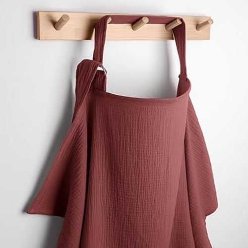 Comfy Cubs Muslin Nursing Cover - 100% Muslin Breastfeeding Cover for Moms - Soft & Breathable Baby Nursing Scarf with Adjustable Neck Strap - Portable, Lightweight & Privacy Coverage - Wine
