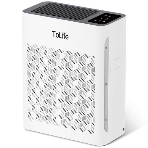 Tolife Powerful Air Purifiers for Home Large Room Up to 2000 Ft²Pets with Washable Filter, Sleep Mode, Timer, HEPA Filter Pet Air Purifier for Bedroom,White