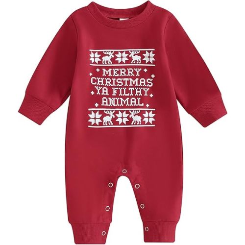 Bagilaanoe Infant Baby Boy Girl Christmas Outfit Clothes Christmas Tree Long Sleeve Romper One Piece Jumpsuit Pants