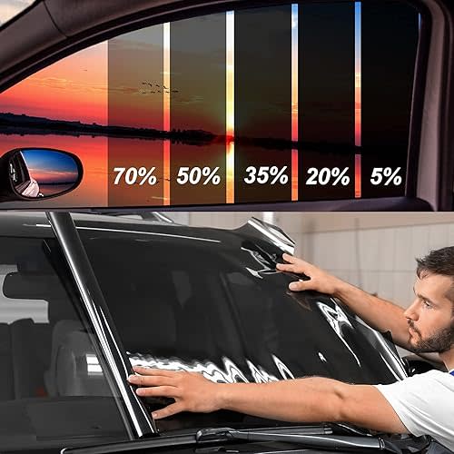 Window Tint Film for Cars, Car Window Tint Window Privacy Film, Car Shade Front Windshield, Heat & UV Block and Scratch Resistant, Blackout Window Film Auto Car Windshield Sun Shade Roll (24in x 15ft)