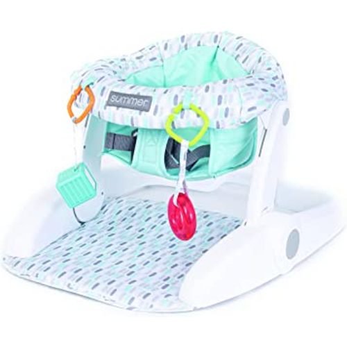 Summer Infant Learn-to-Sit 2-Position Floor Seat (Rolling Stones) – Sit Baby Up in This Adjustable Baby Activity Seat Appropriate for Ages 4-12 Months – Includes Toys