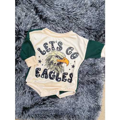 Let’s go Eagles Bubble Romper With Snaps| bubble romper | sports baby outfit | baby outfit | football baby outfit