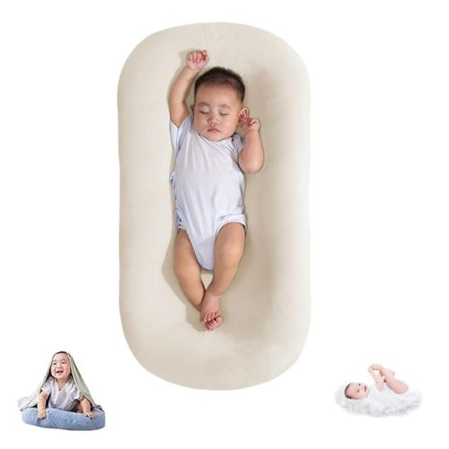 Baby Lounger Soft Cotton Bionic Design Lounger for Infant Baby 0-24 Months, Newborn Babies Shower Gifts (Natural Baby Lounger)