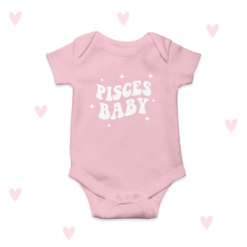 Star Sign Baby Grow Pisces Personalised Baby Bodysuit