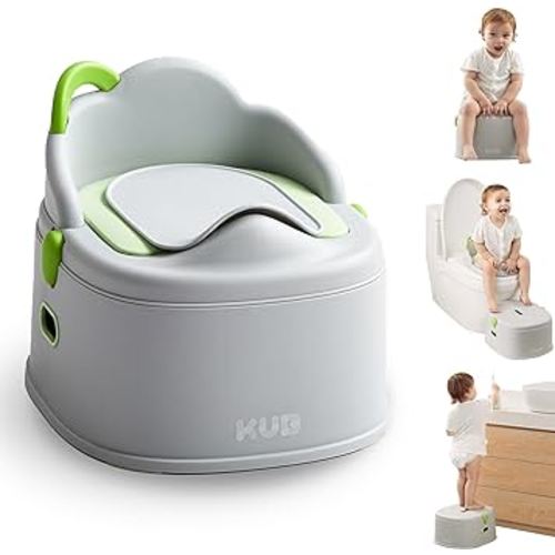 3-in-1 Potty Training Toilet (Chair, Seat, Step Stool) - 9 CM Splash Guard, One-click Assembly, Easy to Clean - Versatile Toddler Potty Trainer for Boy Girl - Grey