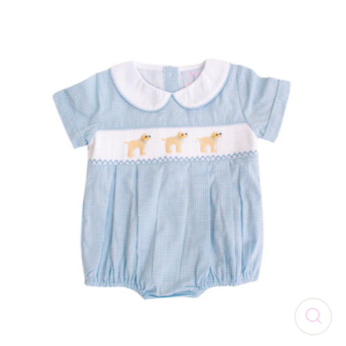 Puppy Blue Gingham Boy Bubble