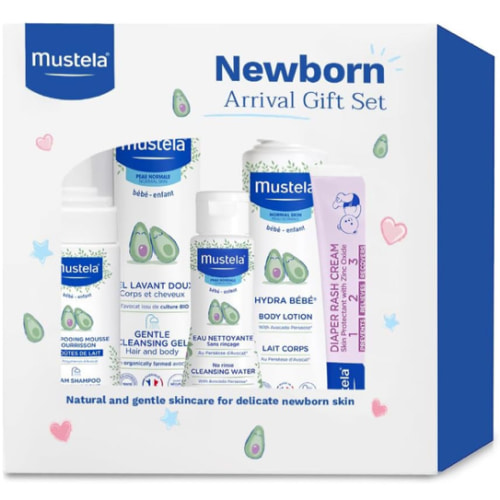 Mustela Newborn Arrival Gift Set - Baby Skincare & Bath Time Essentials - Natural & Plant Based - 5 Items Set