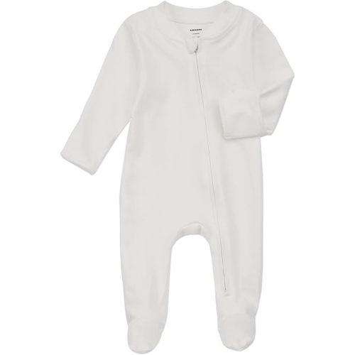 Aablexema Organic Cotton Baby Footie Pajamas with Mittens Newborn Soft Zip Sleeper