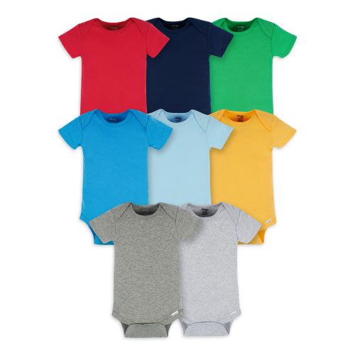 Onesies® Brand Baby Boy Short Sleeve Onesies Bodysuits, 8-Pack, Sizes Newborn-12M