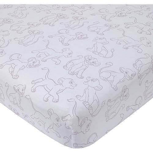 Disney Lion King - Wild About You Taupe and White Simba Fitted Crib Sheet
