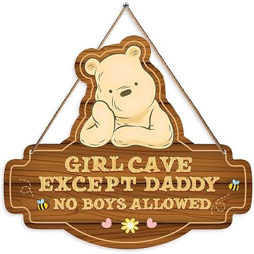 ZsaTuiy Winnie Baby Stuff-Baby Nursery Decor-Girl Room Deor-Little Man Cave Bedroom Decor-Pooh Wall Decor-Bedroom Sign for Girl-Door Decorations