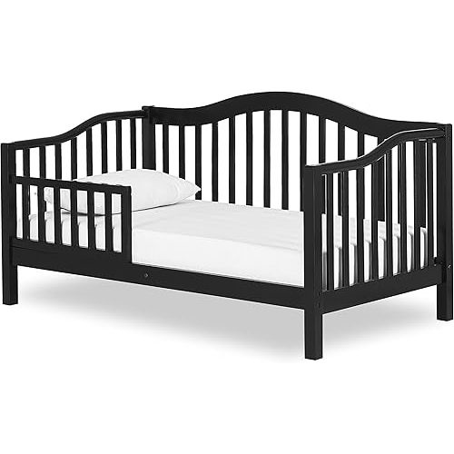 Dream On Me Austin Toddler Day Bed in Black, Greenguard Gold Certified, JPMA Certified, Non-Toxic Finishes, Low to Floor Design, Side Safety Guard Rail