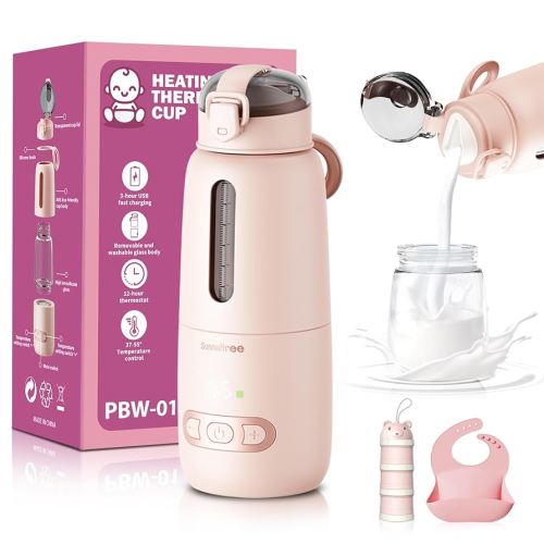 Portable Bottle Warmer for Travel, Portable Milk Warmer with 15000mAh Long Battery, Fast Heating for Breast Milk and Formula, Baby Milk Warmer Set, Fast Charging & Cordless Milk Warmer for on The go