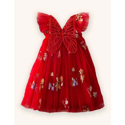 Flower Butterfly Embroidered Dress