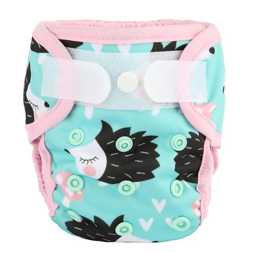 Newborn Baby Cloth Diaper Cover Nappy Hook and Loop (Hedgehogs)
