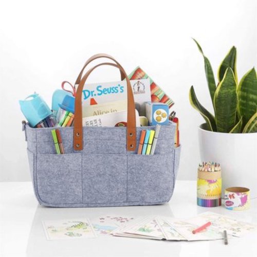 Snmubt Large Portable Baby Diaper Organizer Tote with Removable Inserts - Multi-Purpose Nursery Storage Bag, Lightweight Travel Caddy for Breast Pump, Diapers, Wipes, Clothes (Gray, 33x18cm)