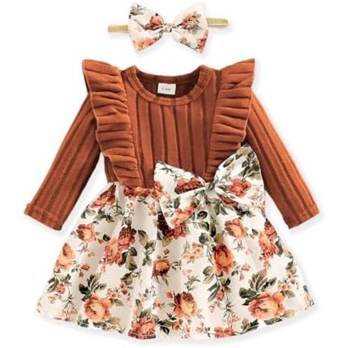 Baby Long Sleeve Fall Dress Baby Girl Clothes Ruffle Toddler Casual Dress Infant Cute Clothes Winter Outfits