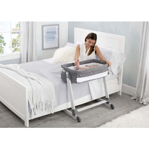Delta Children By The Bed Deluxe Bassinet, Grey Tweed