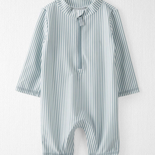 Blue Stripes Baby Boy Recycled Long Sleeve Rashguard Swimsuit | Carter’s Oshkosh Canada
