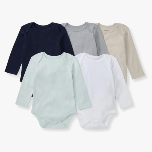 Burt's Bees Baby Unisex Organic Cotton Short and Long Sleeve Bodysuits, 5-Pack