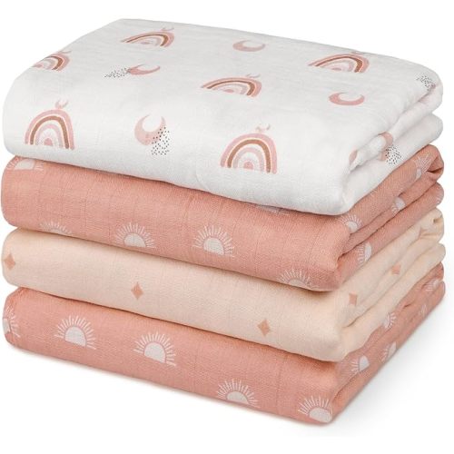 BABY Muslin Swaddles 4-Pack Breathable