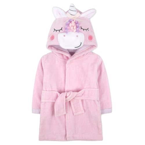 Baby Essentials Unisex Baby Plush Animal Face Bathrobe Hooded with Tie Closure for Newborns and Infants 0-9 Months