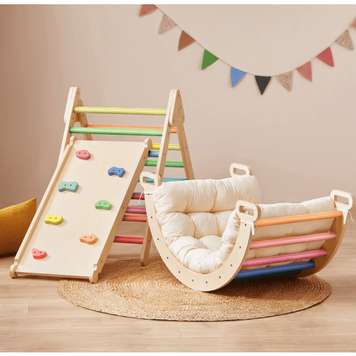 Tiny Land® 7-in-1 Rainbow Climbing Set with Play Pad
