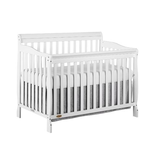 Dream On Me Ashton 4-in-1 Convertible Full-Size Baby Crib, White, GreenGuard Gold & JPMA, Sustainable Pinewood, 4 Mattress Heights, Converts to Toddler, Day & Full-Size Bed
