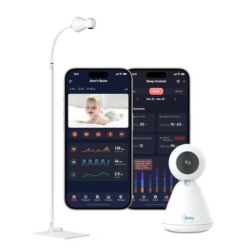 iBaby i20 Smart Baby Monitor - Monitor Newborn Heart Rate, Breathing, Sleep, Sound Machine, Cry & Safety Alerts, 1080P Night Vision, Non-Wearable, No Subscription (Floor Stand)